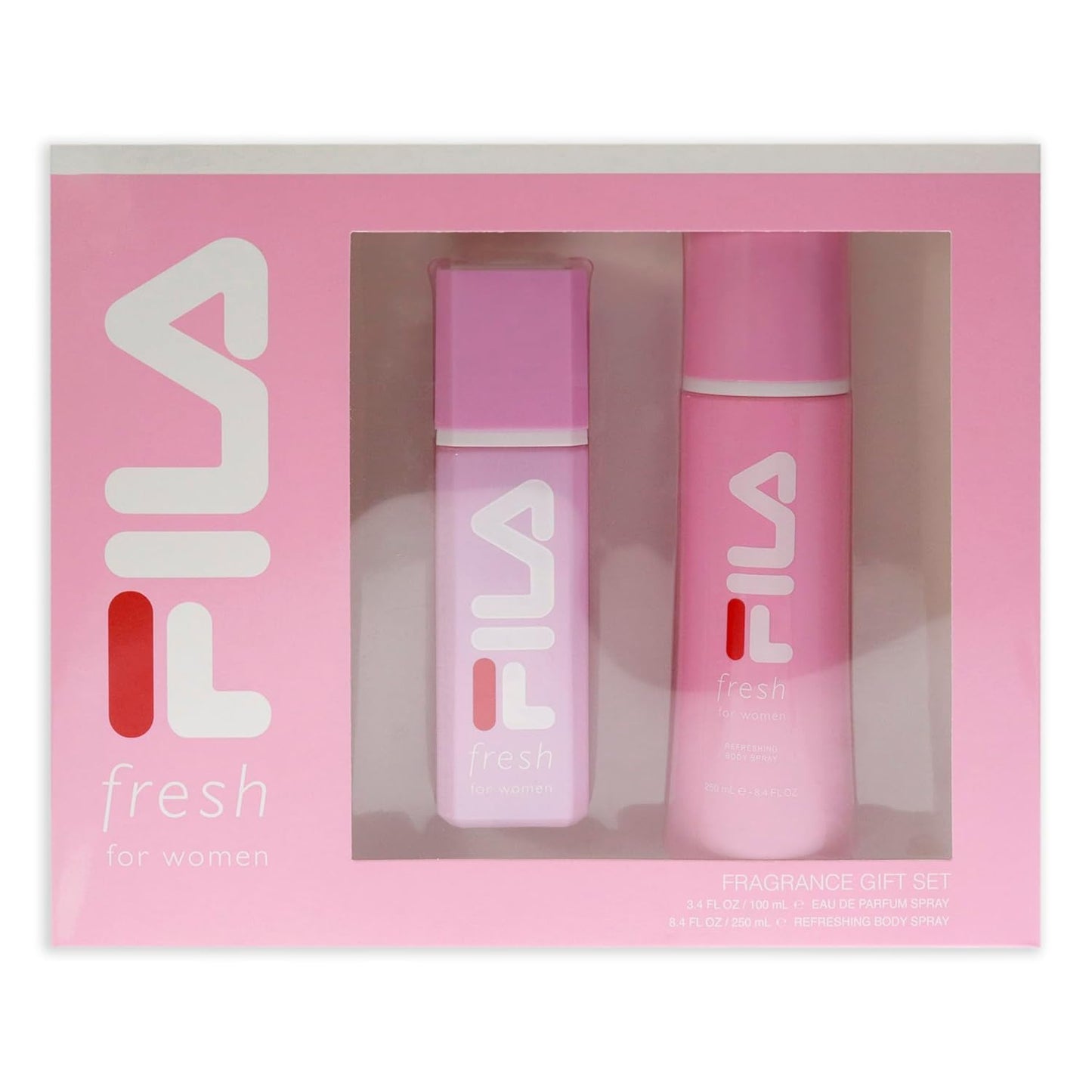 FILA Fresh Gift Set for Women - Intense, Refreshing Body Spray And Perfume Set - Infused With Notes Of Lemon, Strawberry, And Rose - Intense, Long Lasting Scent Arriving In Trendy Pink Bottles - 2 pc