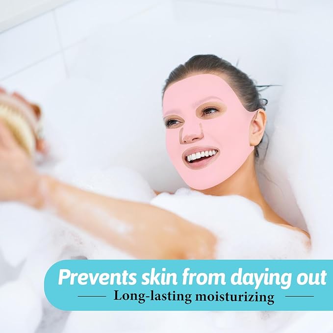 5 Sheets Silicone Face Mask Cover Reusable Moisturizing 3D Facial Mask Holder Prevent Evaporation Falling Transparent Skincare Beauty Ear-Hook Loops Cryo Rubber Face Mask Spa Tool