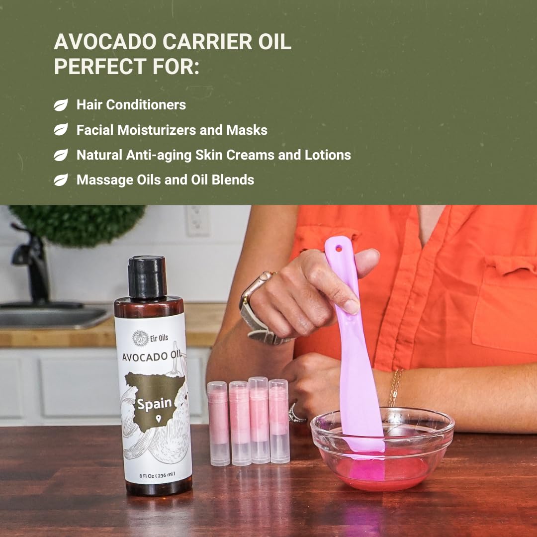 Avocado Oil - Direct from EIR Oils Farm in Spain - 100% Pure Carrier Oil for Hair, Face, and Skin - Hand-Picked, Cold-Pressed Carrier Oil - (8oz)