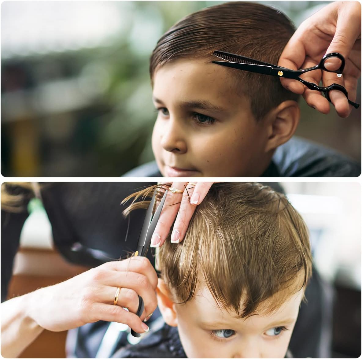 Professional Hair Cutting Scissors Sets Stainless Steel Barber Hairdressing Scissors Multifunctional Salon Thinning Scissors Straight Shears Tools Gifts for Mom Dad and Friends (Black)