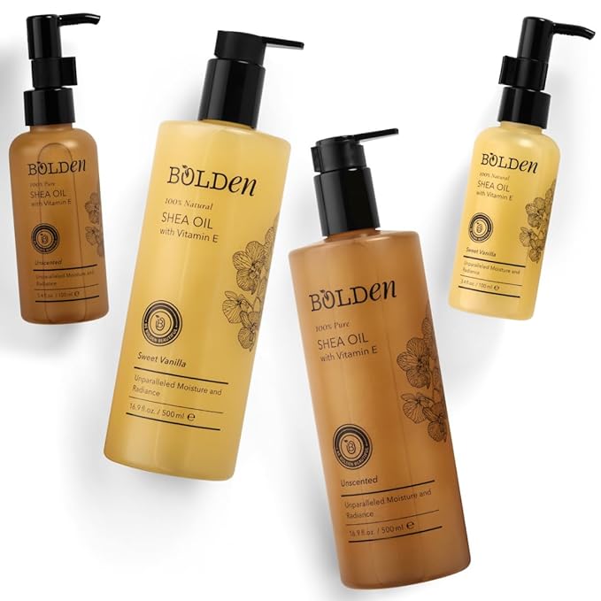 BOLDEN SHEA OIL with Vitamin E | 100% Natural | Unparalleled Moisture & Radiance for Skin & Hair | UNSCENTED | 16.9 Fl Oz