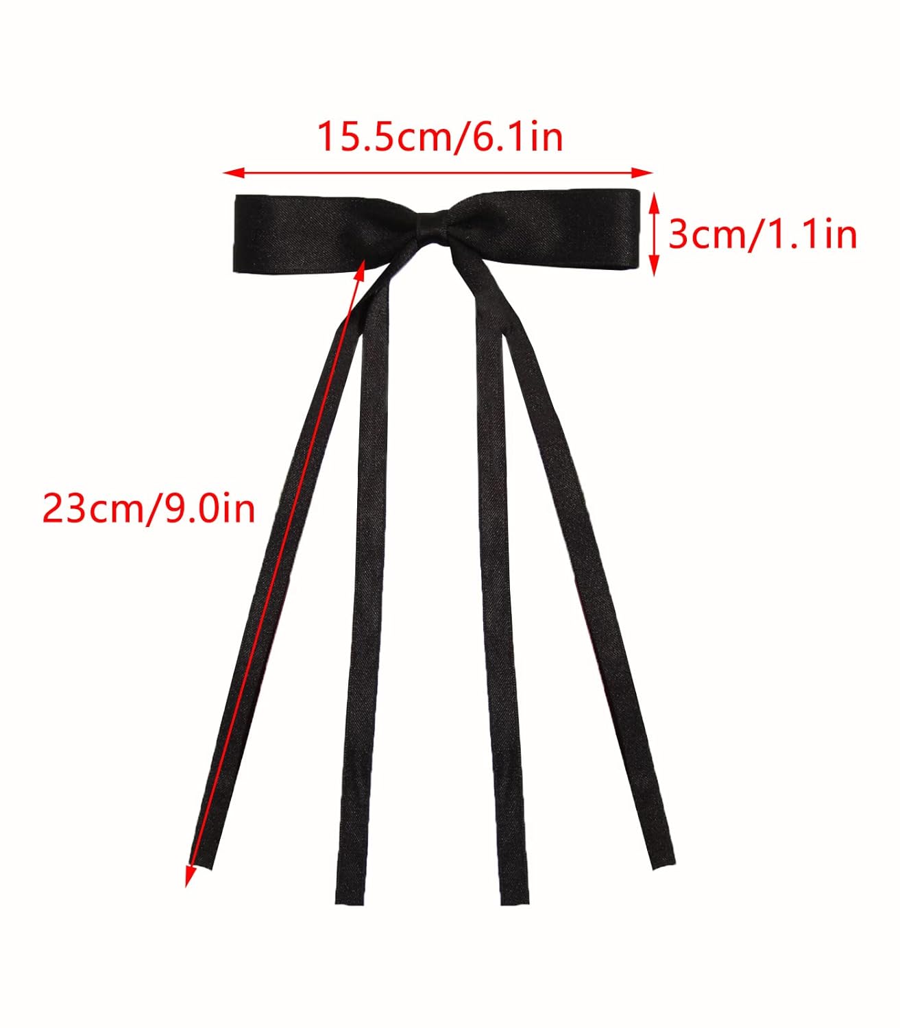 4pcs Hair Clips for Women Tassel Ribbon Bowknot With Long Tail, Clip Girl, Solid Accessories Barrettes Claw Bow (Black&Beige)