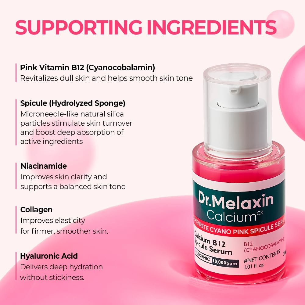 Dr.Melaxin Cemenrete Cyano Pink Spicule Serum with Calcium, korean skin care pore tightening refines pores tightening serum 1.01 fl. oz.