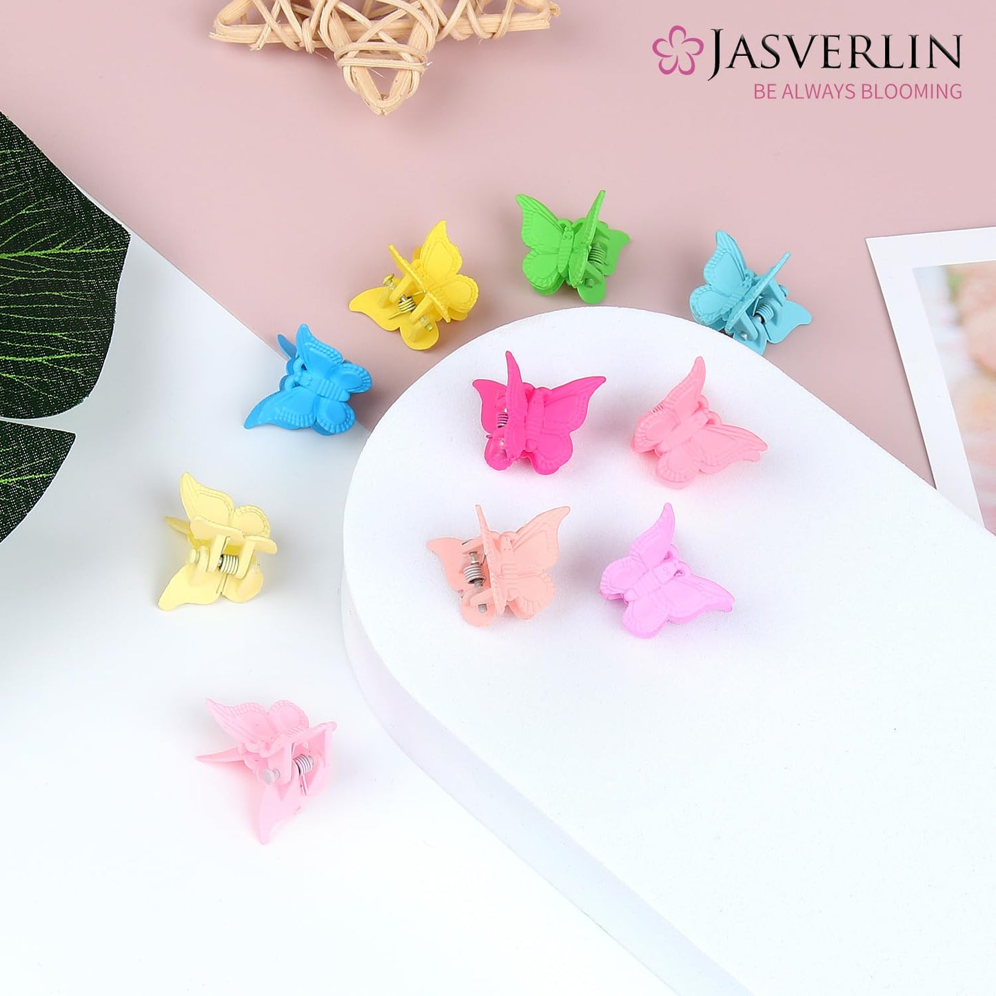 Butterfly Hair Clips, Assorted Color Plastic Mini Cute Hair Clip for 90s Girls Women Kids Butterflies Y2K Festival Accessories 50pcs 10 Colors with Organizer (Solid)