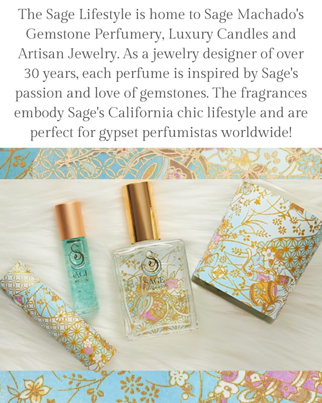 Turquoise Organic Perfume Spray by Sage- 2 oz, Vegan & Cruelty-Free, Marine Scent, Waterflower Musk, Blue Chamomile, Grapefruit - Made in USA