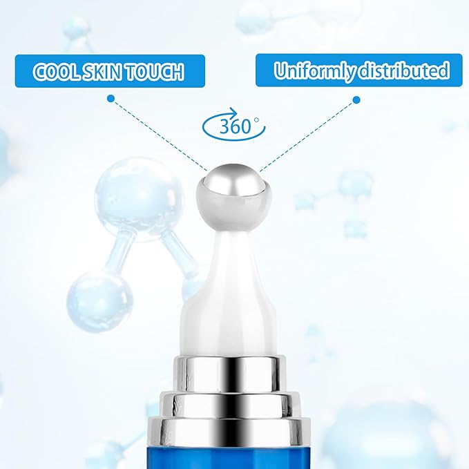 5% Caffeine Eye Serum with 360ยฐ Massage Rollerball Topper,Caffeine Cream for Dark Circles,Wrinkles,Puffiness and Fine Lines,Under Eye Roller Cream Treatment for Women and Men