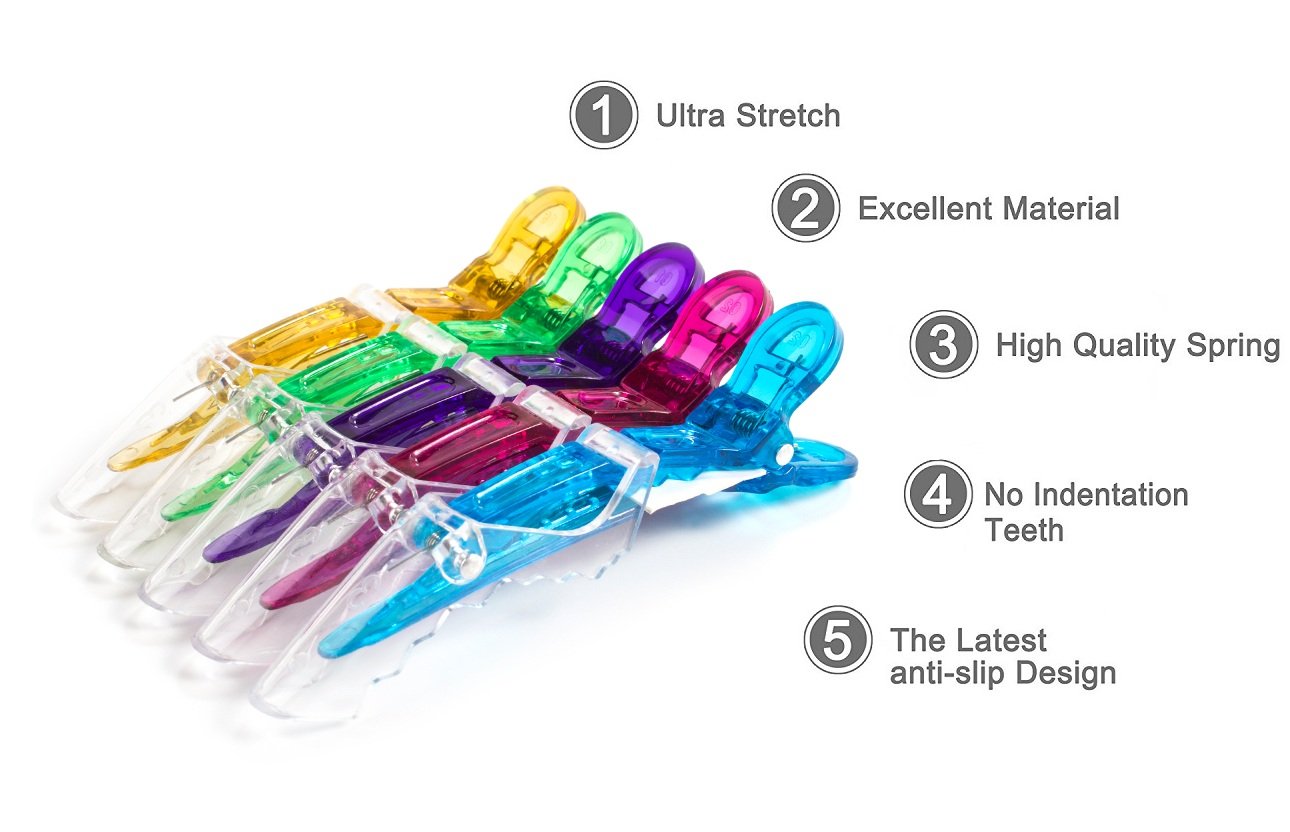 10pcs/set Multicolor Croc Clips Transparent Plastic Hairdresser Clips Hair Styling Sectioning Barrettes Non Slip Alligator Clips Salon DIY Accessories Hairpins for Women and Girls(Multicolor)