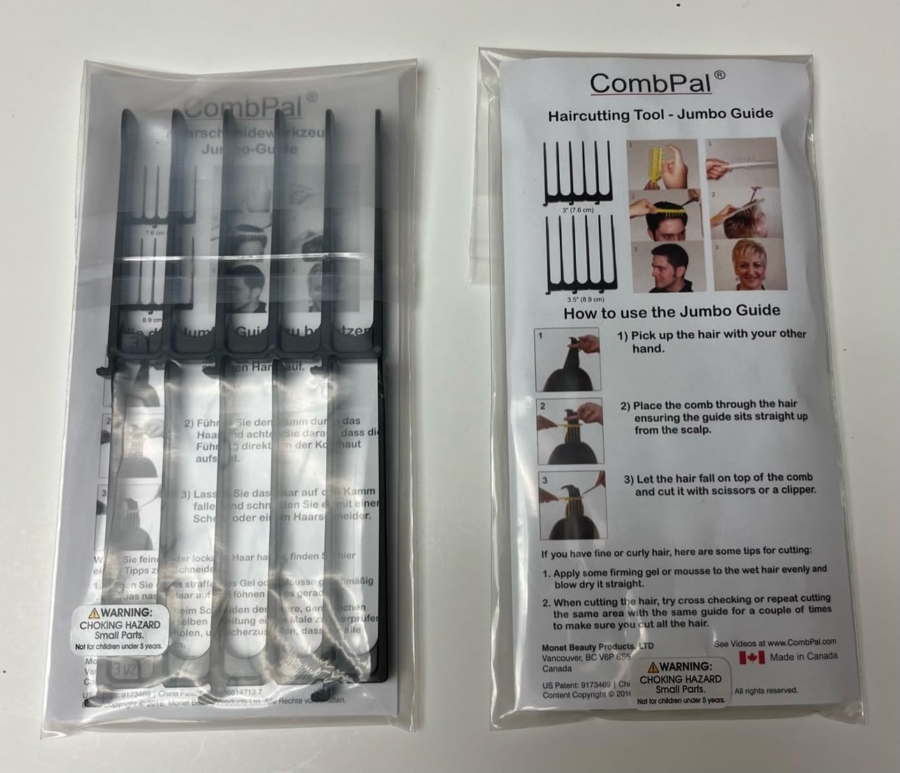 Scissor Clipper Over Comb - Barber Hair Cutting Tool with Jumbo Guide for DIY Home Haircuts (Black)