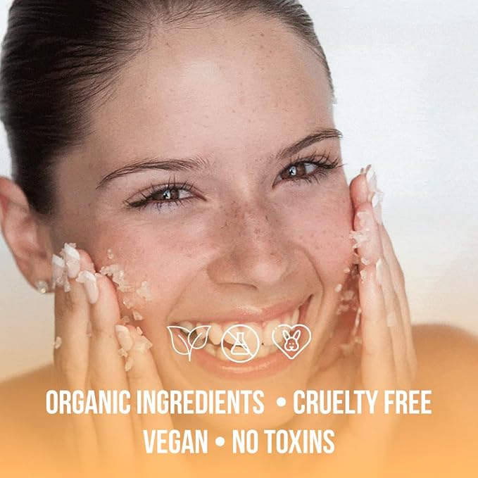 Organic Avocado & Orange Body Scrub Moisturize & Soften Skin, Pure Natural Skincare Exfoliator, Shower Salt Scrub For Exfoliating Dead Skin cells, Body Scrubber & Face Cleanse with Essential Oils