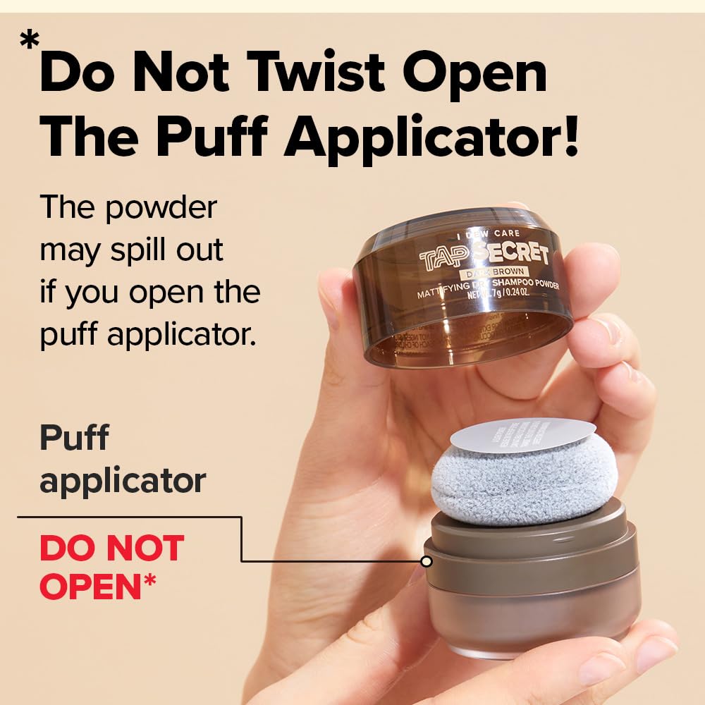 I DEW CARE Biotin Clarifying Dry Shampoo - Tap Secret Dark Brown Duo Set | Strengthening & Volumizing, Powder Type, Travel size, Non-aerosol, Brunette, Korean Ginseng, Stocking Stuffers, 0.26 Oz * 2ea