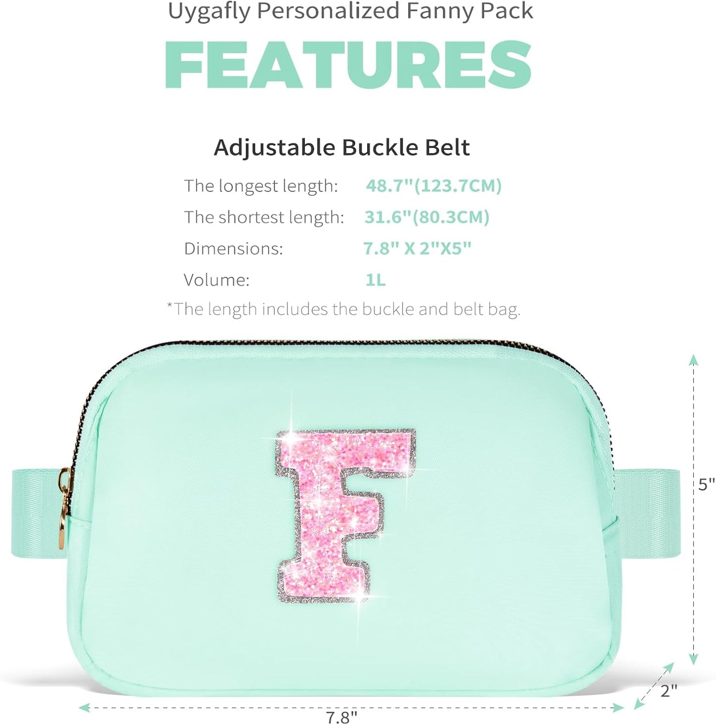 Fanny Pack Belt Bag Crossbody Bags with Initials Letter Patch Trendy Stuff for Teens Cute Stuff Birthday Gifts for Teenager Girls - F,Light Green Bag