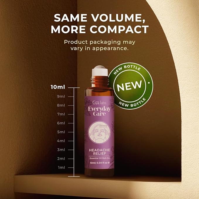 Gya Labs Headache Relief Essential Oil Roll on - 100% Pure Natural Oil Roller for Head Tension Comfort, Relaxation Gift for Women, Spearmint, Eucalyptus Blend Aromatherapy, Travel Size (0.34 Fl Oz)