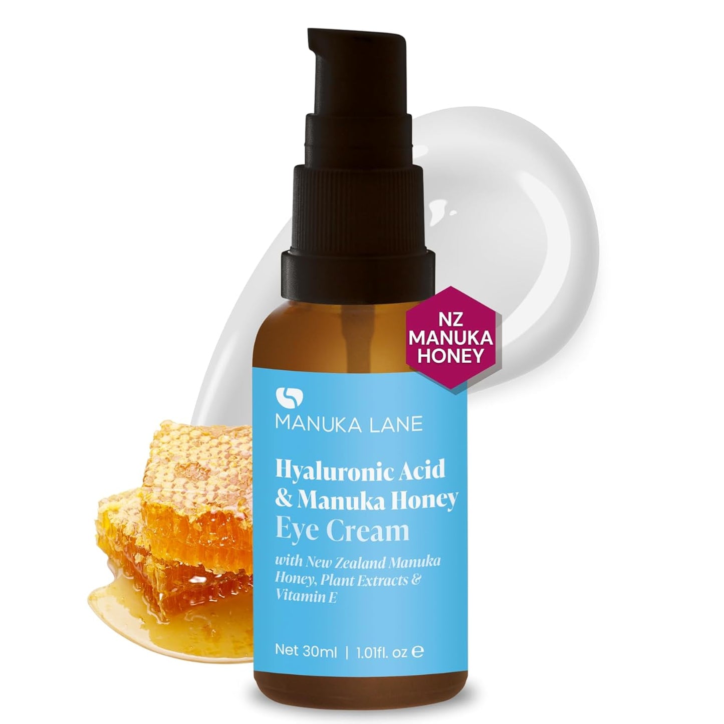 Hyaluronic Acid Eye Cream with Plant Extracts, Manuka Honey, Eye Bright Extract & Vitamin E | Plant Based Formula | Carefully formulated to keep your eyes bright and healthy!