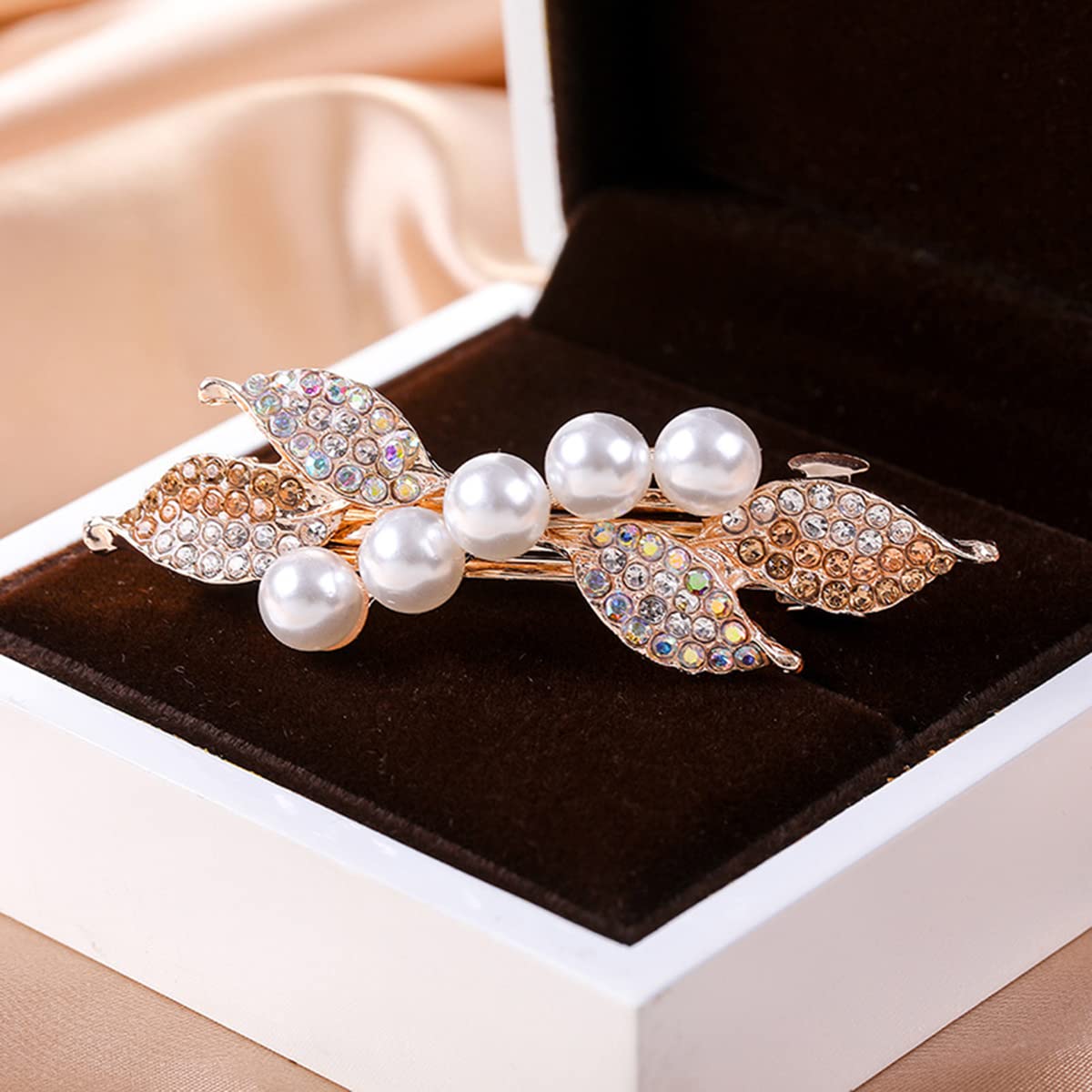 3 Pcs Braided Hair Clips for Women French Barrettes Hair Accessories Decorative Hair Clip for Wedding Party Banquet 8cm, 2-Rose Multicolor A