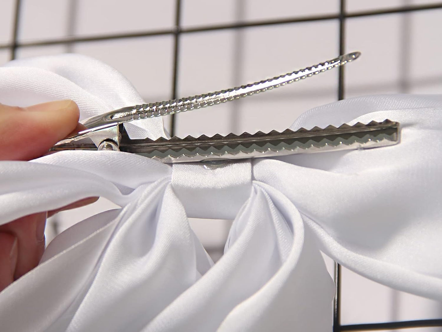 Furling Pompoms Hair Bows Clips for Women Large Bow Clips for Girls Satin Long Tails with Alligator Clips Big Hair Bow Hair Accessories (Lilac White)