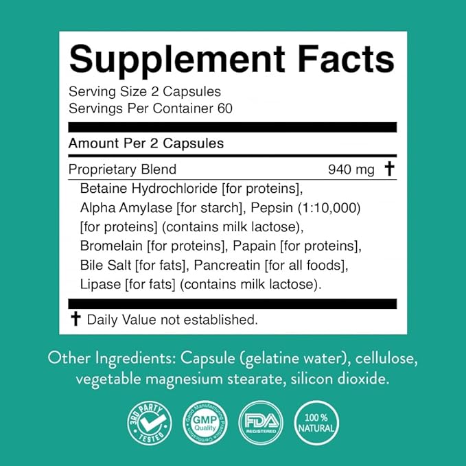 Nature's Sunshine Food Enzymes 60 Servings (120 Capsules)