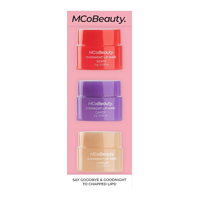 MCoBeauty Overnight Lip Mask - Deluxe Trio, Hydrating Lip Balm, Vegan, Cruelty Free Cosmetics