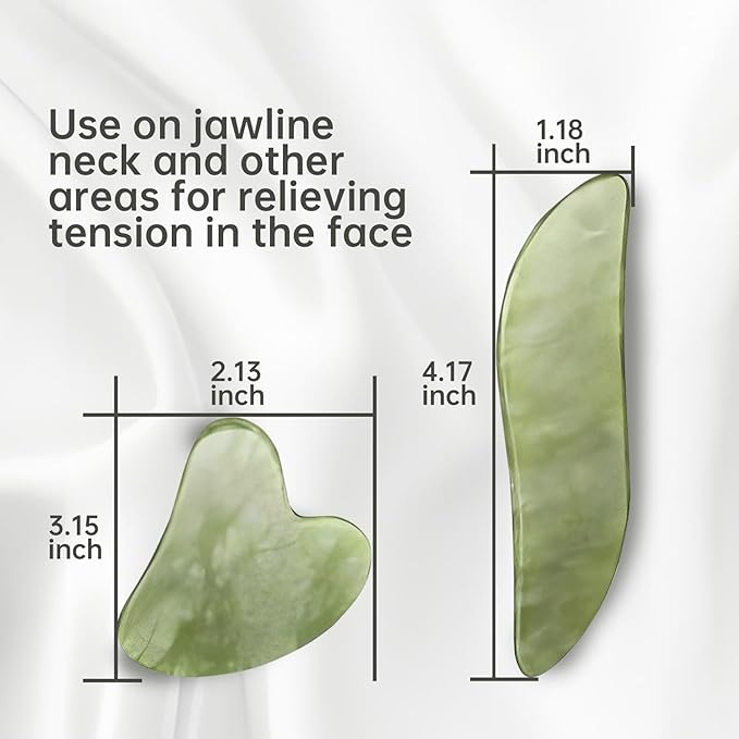 4-Piece Set Jade Roller and Gua Sha Set, Face Massager for Anti-Aging, Slimming, Firming / Facial Roller Massager with Gua Sha Shaping Tools / Removes Wrinkles and Eye Puffiness / Gift Set