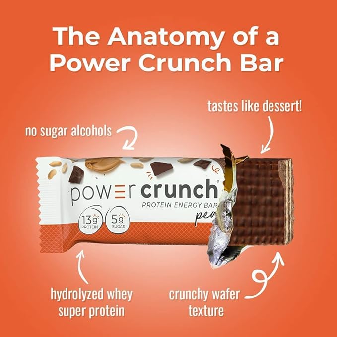 Power Crunch Protein Wafer Bars, High Protein Snacks with Delicious Taste, Peanut Butter Fudge, 1.4 Ounce (12 Count)