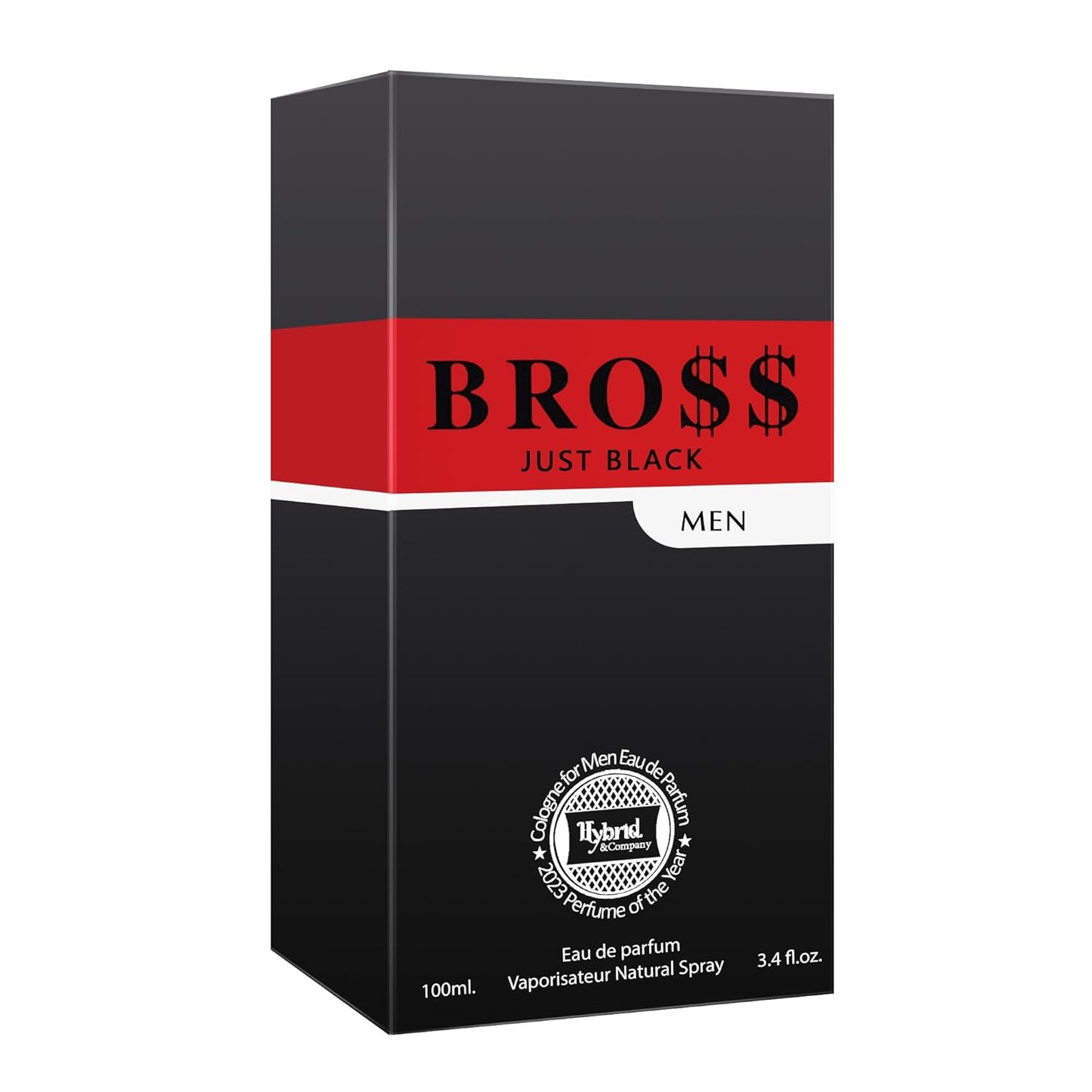 Hybrid & Company Bro$$ Just Black For Men Pour Homme Eau De Toilette Natural Spray 3.4 FL.OZ