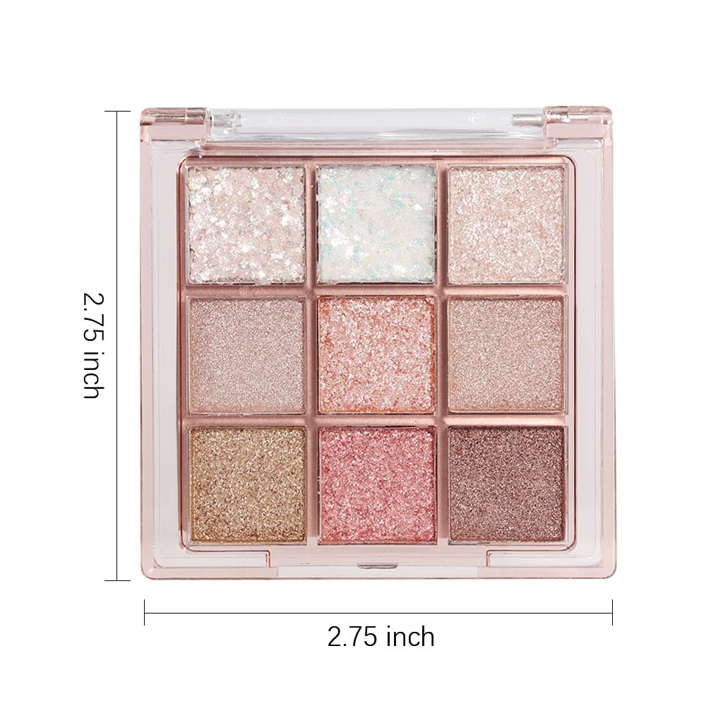 Pink Brown Violet Sparkly Eyeshadow Makeup Palette,Korean Natural Hypoallergenic Glitter Eyeshadow Palette,Highly Pigmented Shimmer Eye Shadow Palette Long Lasting Waterproof Blendable (13#)