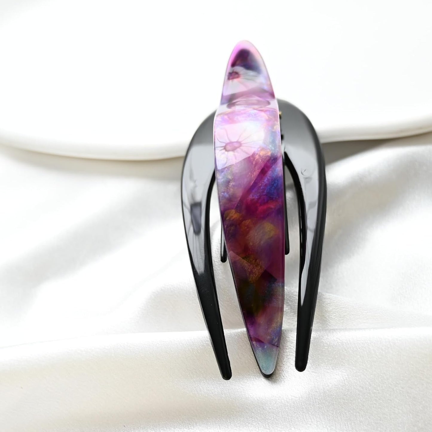 Handmade Celluloid French Design Tortoise Shell Barrettes Side-slide Opening Duck Luxury Fashion Accessories Hair Clip Claw for Women (aespa pink)