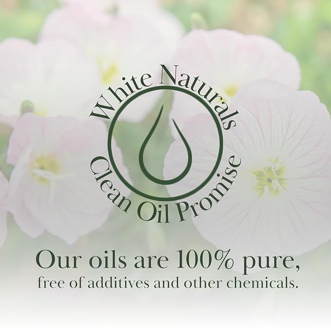 White Naturals Evening Primrose Carrier Oil – 100% Pure & Cold-Pressed, Lightweight & Nourishing Oil for Skin Care, Hair Care & DIY Beauty, 4oz