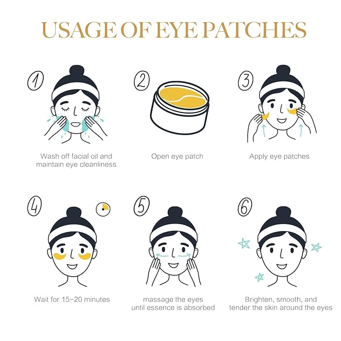 24K GOLD Eye Mask - 60 Pcs Collagen Under Eye Mask,Puffy Eyes and Dark Circles Treatments, Reduce Wrinkles and Fine Lines Undereye (Gold, 1)