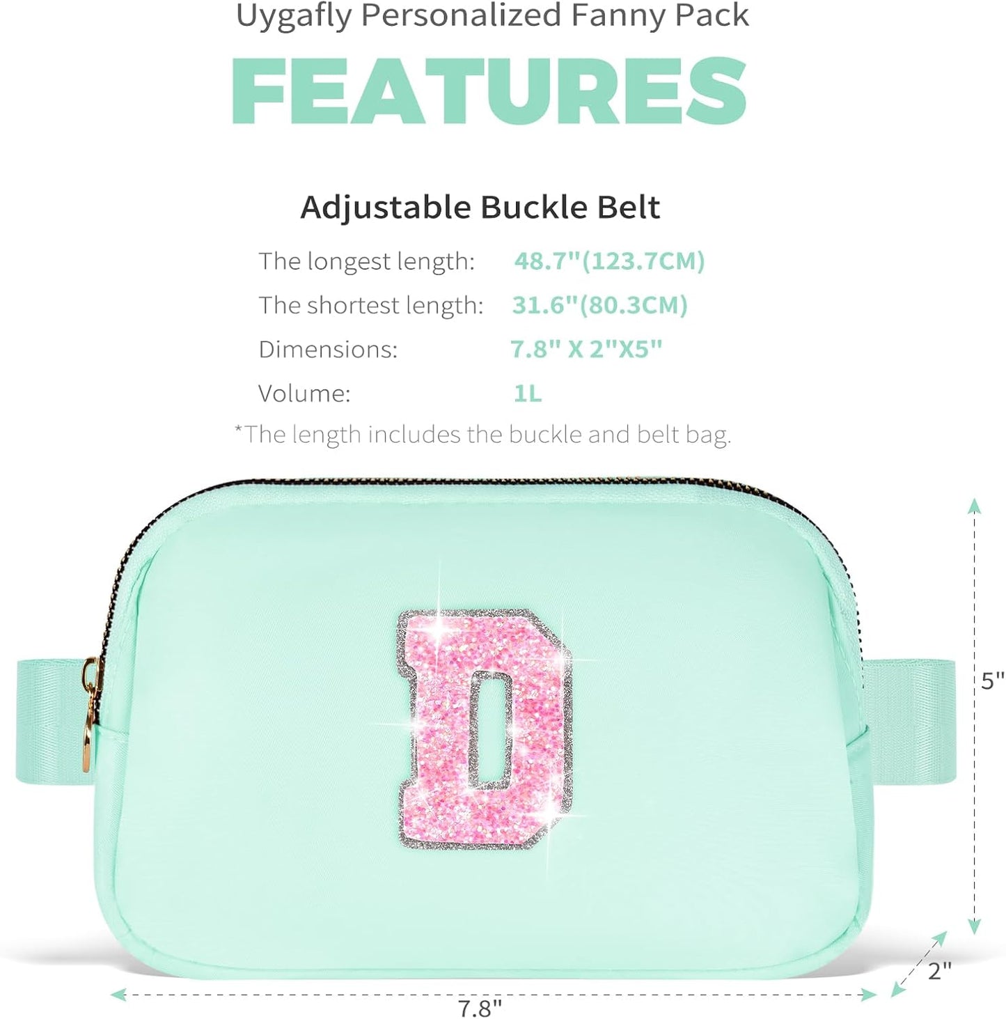 Fanny Pack Belt Bag Crossbody Bags with Initials Letter Patch Trendy Stuff for Teens Cute Stuff Birthday Gifts for Teenager Girls - D,Light Green Bag