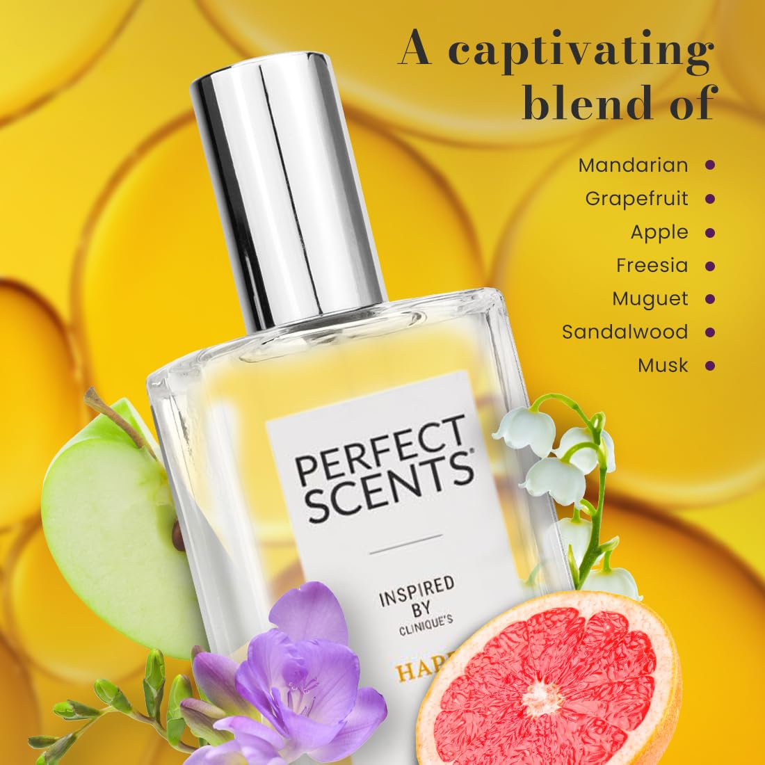 Perfect Scents Fragrances, Inspired by Clinique's Happy, Women’s Eau de Toilette, CLEAN, Vegan, Paraben-Free, Phthalate-Free, Never Tested on Animals, 3.4 Fluid Ounces