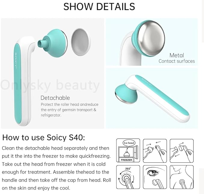 ONLYSKY BEAUTY Cooling Ice Roller Facial Massage Roller for Face (Green)