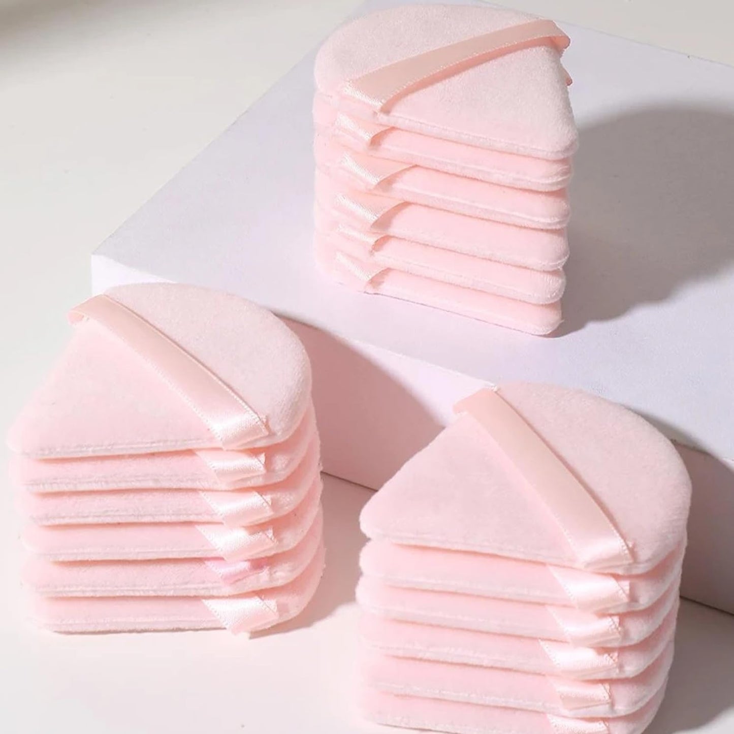24 Pieces Powder Puff, Triangle Makeup Puff Cotton Powder Face Washable Body Powder Puff for Loose Powder Body Cosmetic Foundation Sponge Makeup Tool (12DP12LP)