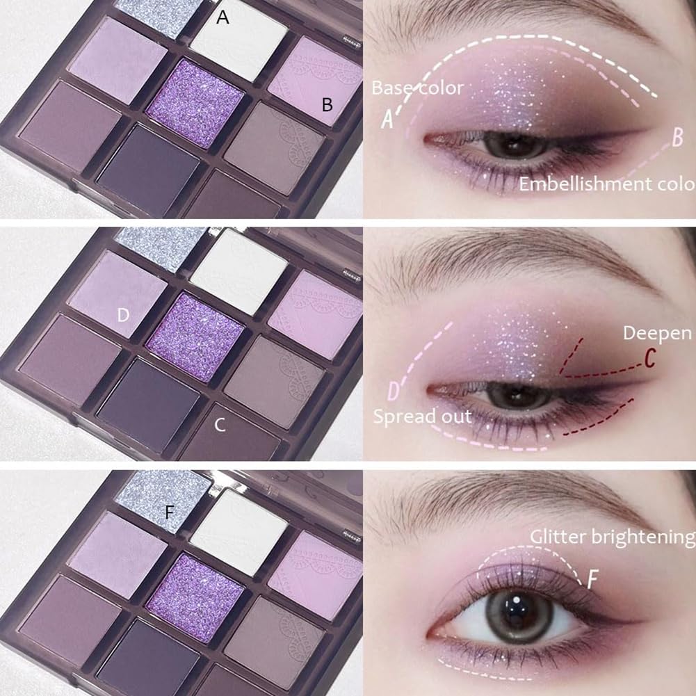 Eye Shadow Palettes Makeup,Dark Purple Plum Lavender Mauve Smoky Eyeshadow Palette for Older Women Highly Pigmented Natural Powde Eye Shadow Waterproof Long Lasting Naturing-Looking