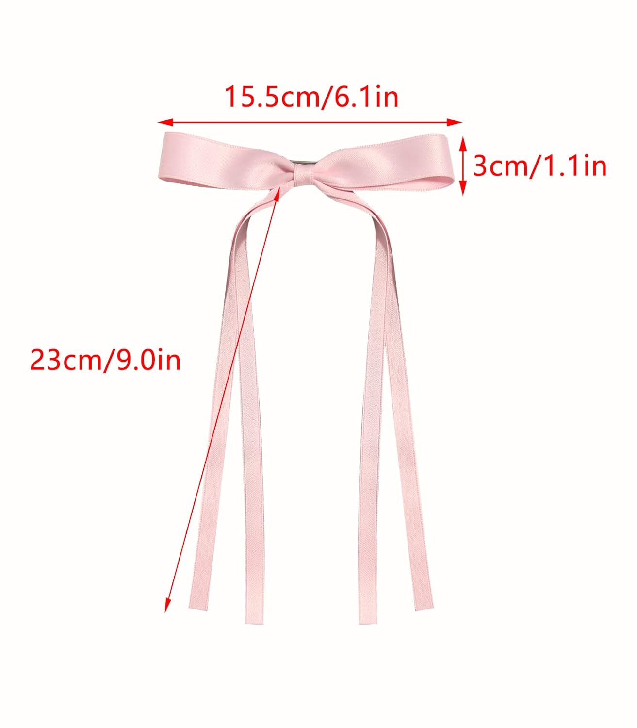 Women's Hair Clips with Tassels, Ribbon Bowknot & Long Tails - 4pcs Barrettes Claw Clips with Bows (Pink, Light Blue, White, Red)