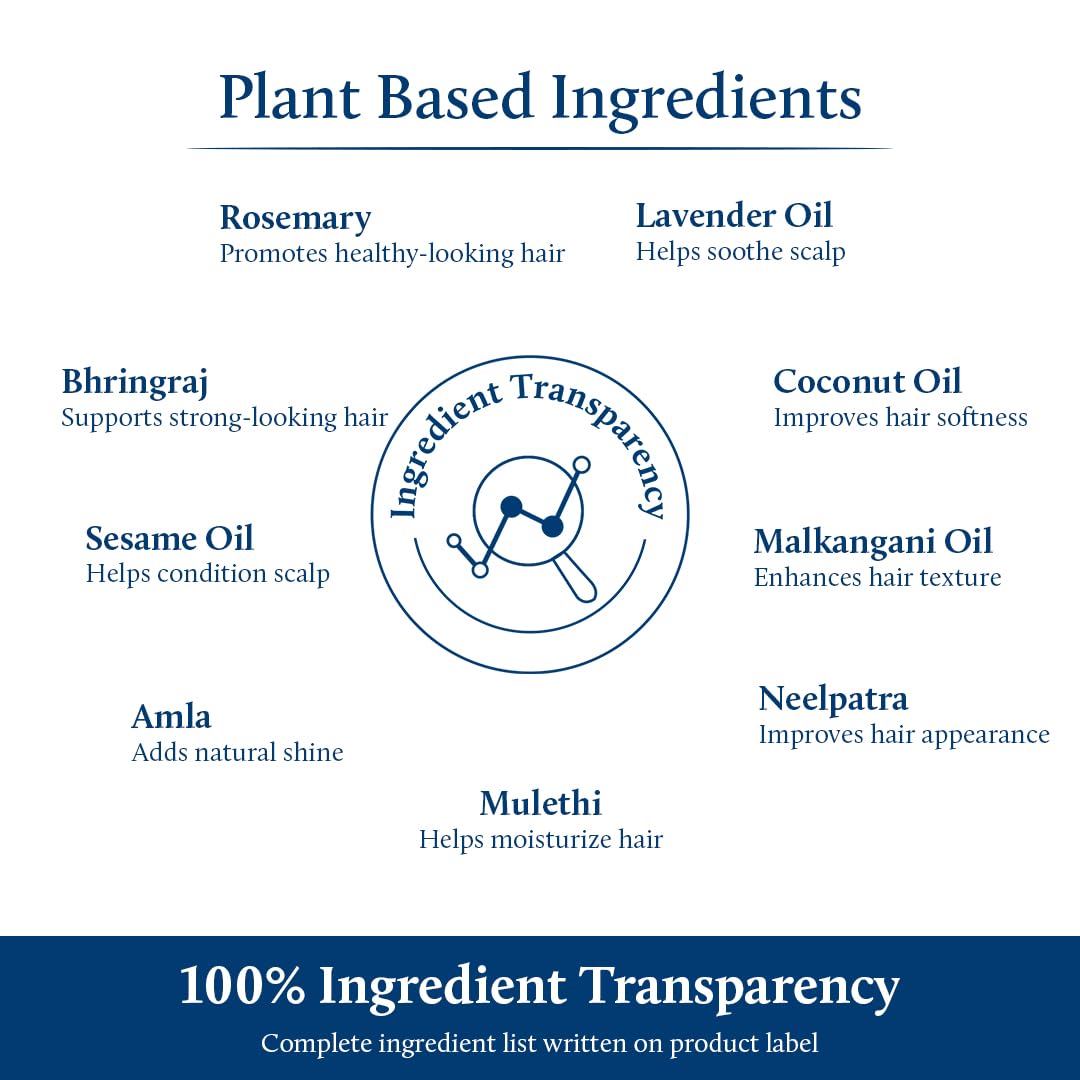Blue Nectar Rosemary Oil with Bhringraj, Amla and 9 Herbs for Natural Hair Growth (6.76 Fl Oz)