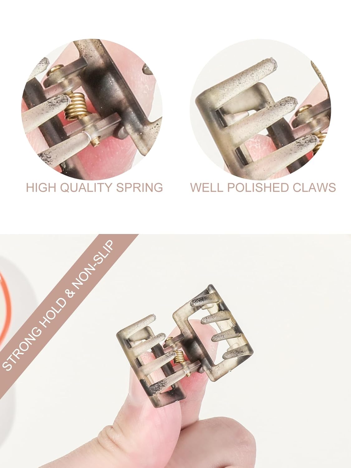 24 Small Hair Clips for Women Girls - Non-Slip Grip&Tangle-Free,Durable Plastic Mini Claw Clips (Tortoise & Black) for Thin/Medium Hair