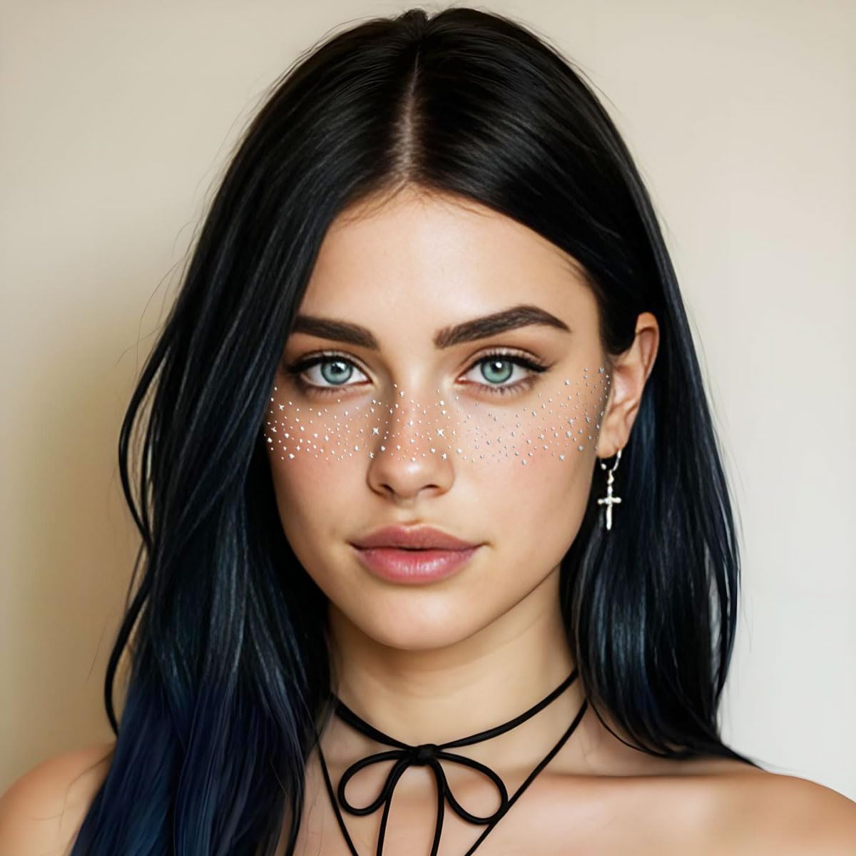 Silver Glitter Freckles Face Tattoo - Face Glitter Makeup Speckles - Women Face Sparkle Freckles Patches for Halloween Makeup Prom - Carnival Party