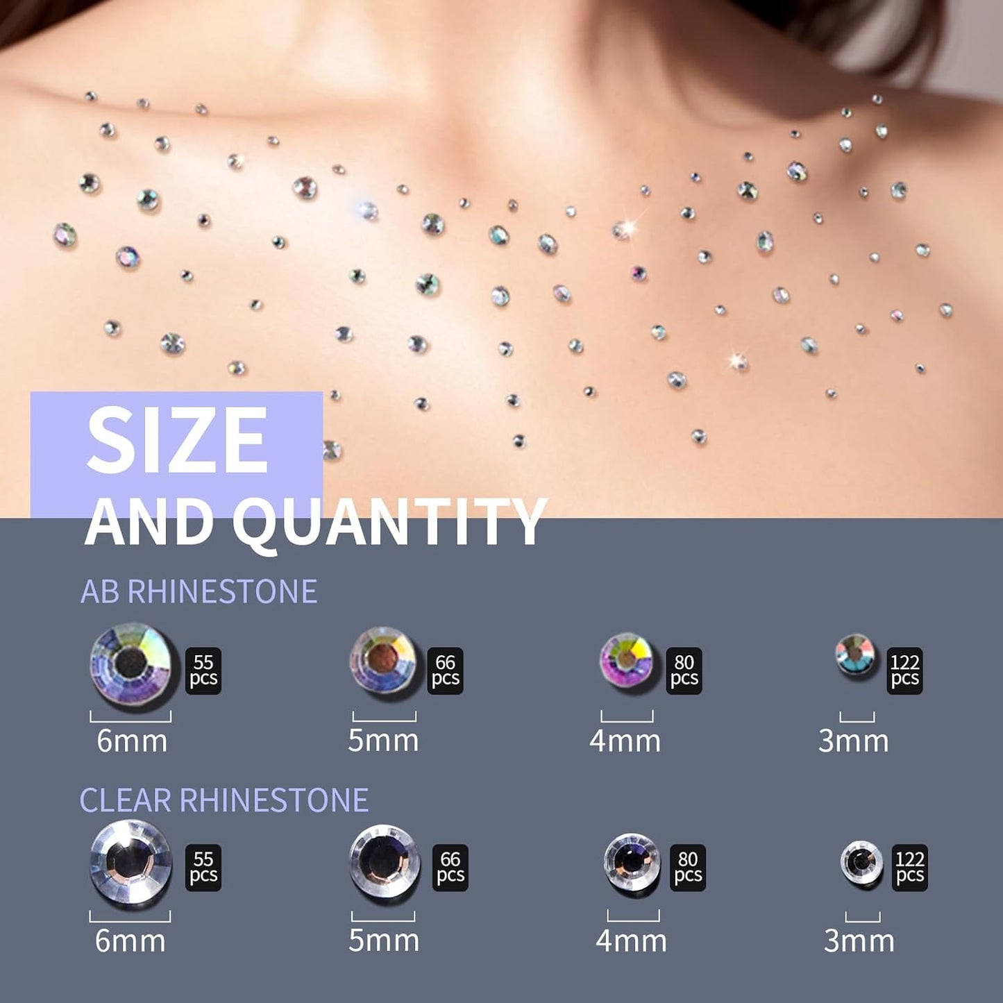 Teenitor Face Gems Makeup Rhinestone Self Adhesive Gems Stickers, 650PCS Festival Makeup Eye Jewels Stick On Rhinestone for Hair, Body, Eye