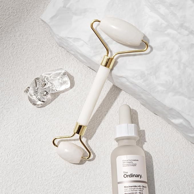 Face Roller Jade Roller for Face, Eye & Neck Skin Care, 100% Genuine Jade Stone Facial Roller Massager, Eye Roller for Puffy Eyes, Facial Rollers for Aging Skin, Facial Self Care for Women(White)