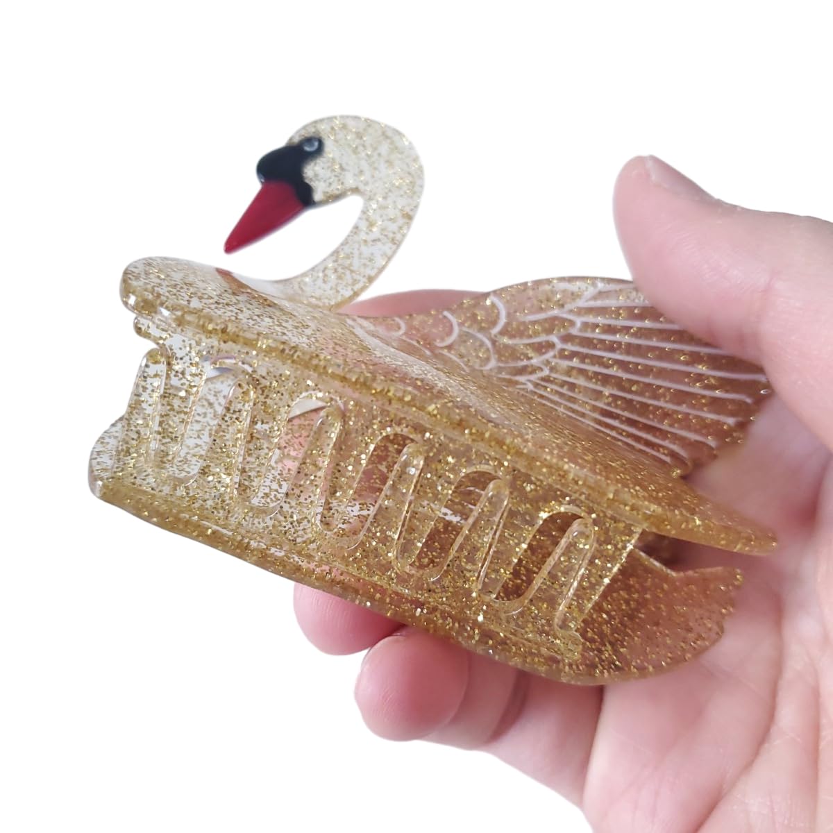 Gold Swan Hair Clips,Cellulose Acetate Hair Clips,Small Claw Clips for Girl,Hair Accessories
