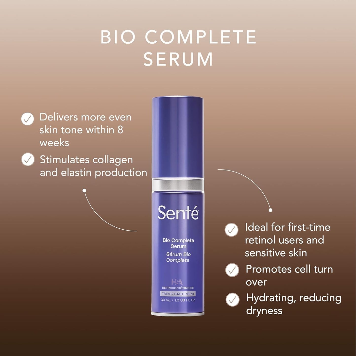 Sentรฉ The Repair Duo with Bio Complete Serum & Dermal Repair Cream - AntiAging Skincare Kit for Sensitive Skin, Fine Lines & Wrinkles, Redness & Deep Hydration.With Retinol & Vitamin E(1.0oz & 1.7oz)