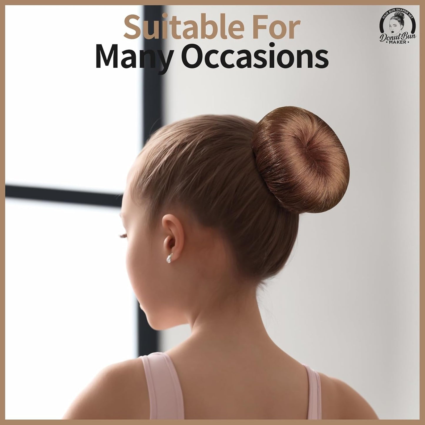 Teenitor Hair Bun, Bun Maker, Hair Donuts for Buns, Ballet Bun Maker for Kids,7pcs, Light Brown