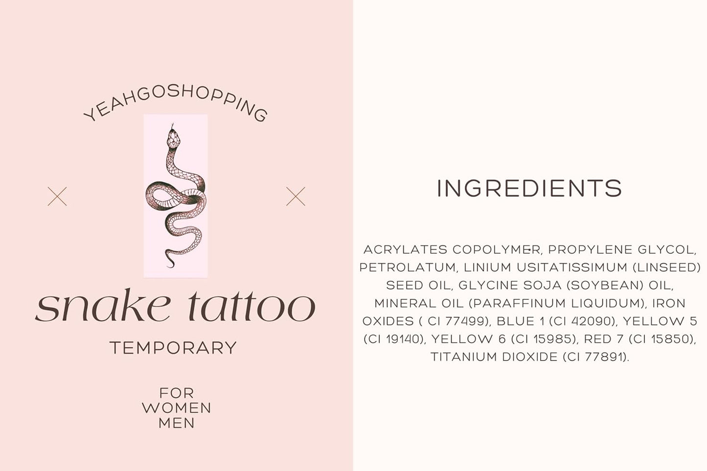 Fashion Realistic Big Size Black Snake Temporary Tattoo Stickers for Women Men Waterproof Fake Tattoo Waist Body Forearm Arm (Pack of 4)