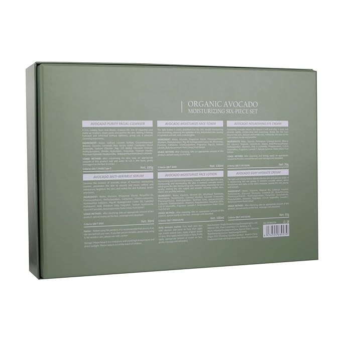 Avocado Skin Care Set, Skincare Gifts Kits For Hydrating Skin, Anti Aging Facial Kit For Women With Facial Cleanser, Toner, Face Serum, Lotion, Face Cream, Eye Cream. (6 Pieces)