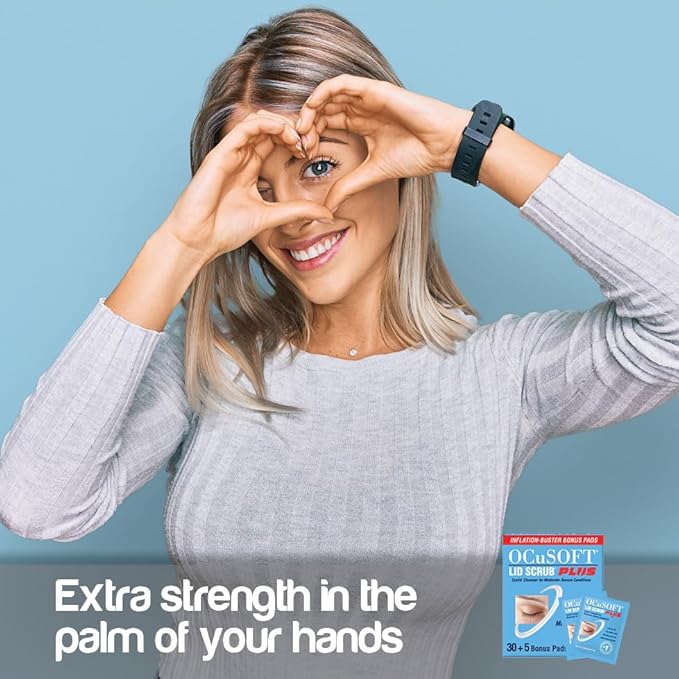OCuSOFT Lid Scrub PLUS 35 - Pre-Moistened Leave-On Eyelid Wipes for Moderate to Severe Conditions - Moisturizing Eyelid Cleanser for Maximum Relief - 35 Count