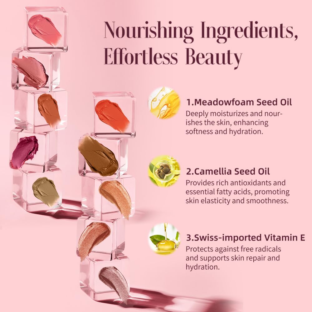 Multi-Use Waterproof Makeup Cream Blush Stick with Brush, Unidollss 3-in-1 Contour Bronzer Blush Stick for Cheeks, Eyes, and Lips, All day wear, Easy Application (07 MOCHA)