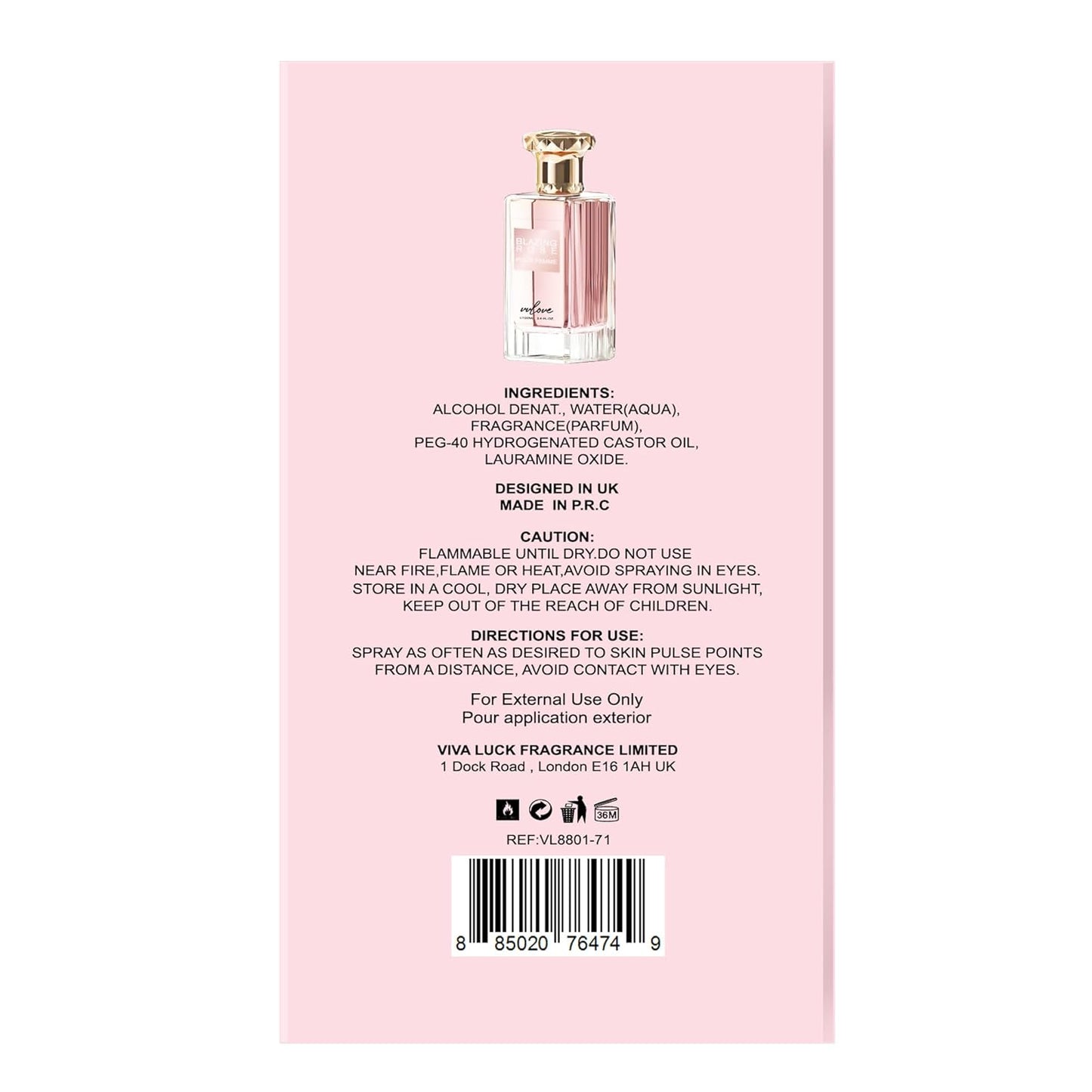 Hybrid & Company Women Blazing Rose Pour Femme Eau De Parfum Vaporisateur Natural Spray 3.4 Fl Oz