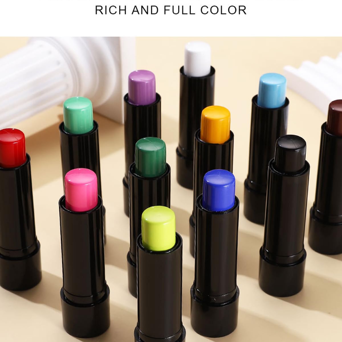 4PCS Blue Red White and Black Lipstick,Face Body Paint Stick Kit, Eye Stick for Halloween,Safe Facepaint Lip Smacking White Foundation Black Lipstick Makeup