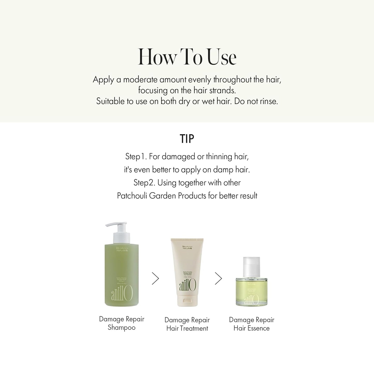 ANILLO Patchouli Garden Damage Repair Hair Essence – Korean Hair Essence Oil for Damaged Hair w/Patchouli Leaf Water, Protein Complex & Amino Acids – Vegan Leave in Hair Serum (50ml / 1.69 fl. Oz)