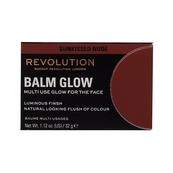 Revolution, Balm Glow, Multi-Use Balm for Cheeks, Eyes & Lips, Buildable Formula, Dewy Finish, Sunkissed Nude, 1.12 Oz. (Pack of 2)